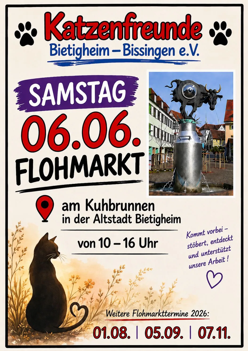Flohmarkt-Flyer 2026 der Katzenfreunde Bietigheim-Bissingen